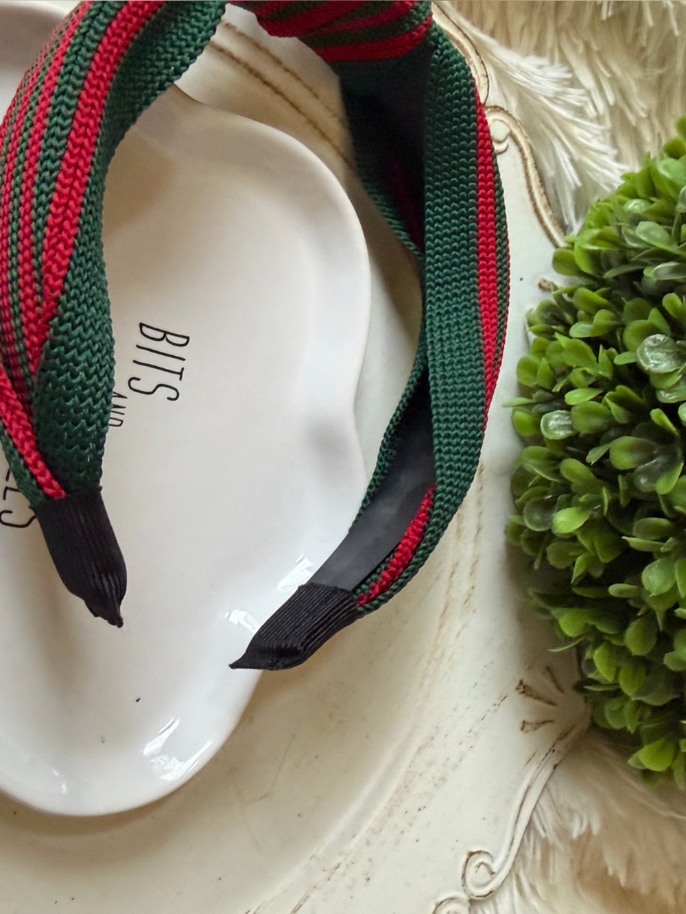 Striped Knotted Headband in Green and Red (1) - Picture 3 of 5
